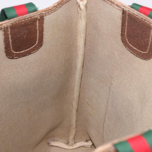 GUCCI GG Supreme Web Sherry Line Tote Bag PVC Beige 39 02 003 Auth bs35976