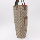 GUCCI GG Supreme Web Sherry Line Tote Bag PVC Beige 39 02 003 Auth bs35976-4