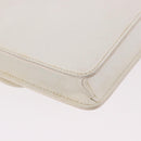CELINE Chain Shoulder Bag Leather White Gold Auth bs35977-15