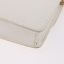 CELINE Chain Shoulder Bag Leather White Gold Auth bs35977-16