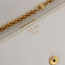 CELINE Chain Shoulder Bag Leather White Gold Auth bs35977-18