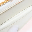 CELINE Chain Shoulder Bag Leather White Gold Auth bs35977-10