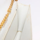 CELINE Chain Shoulder Bag Leather White Gold Auth bs35977-19