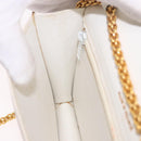 CELINE Chain Shoulder Bag Leather White Gold Auth bs35977-20