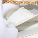 CELINE Chain Shoulder Bag Leather White Gold Auth bs35977-11