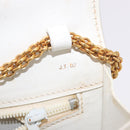 CELINE Chain Shoulder Bag Leather White Gold Auth bs35977-12