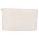 CELINE Chain Shoulder Bag Leather White Gold Auth bs35977-2