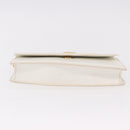CELINE Chain Shoulder Bag Leather White Gold Auth bs35977-5