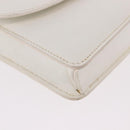 CELINE Chain Shoulder Bag Leather White Gold Auth bs35977-8