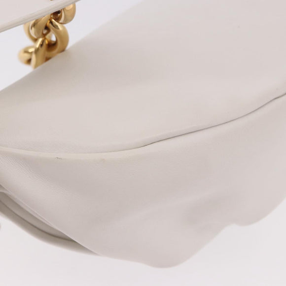 BOTTEGA VENETA Shoulder Bag Leather White Gold Auth bs35978V