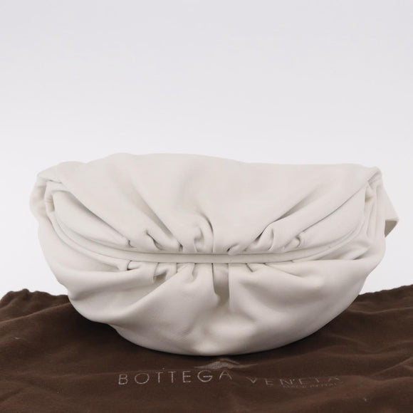 BOTTEGA VENETA Shoulder Bag Leather White Gold Auth bs35978V