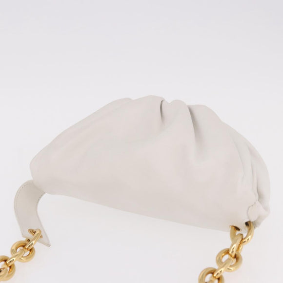 BOTTEGA VENETA Shoulder Bag Leather White Gold Auth bs35978V