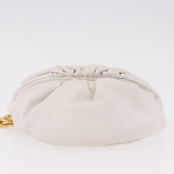 BOTTEGA VENETA Shoulder Bag Leather White Gold Auth bs35978V