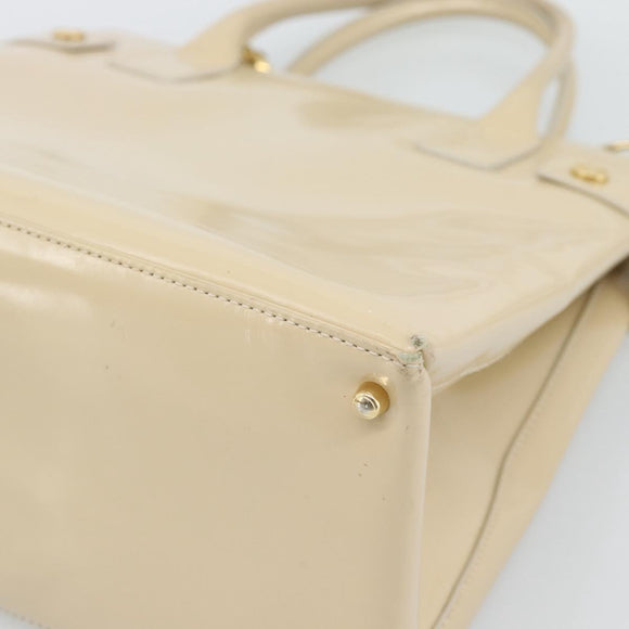 GUCCI Tote Bag Patent leather 2way Beige Gold 000 1118 0503 Auth bs35979