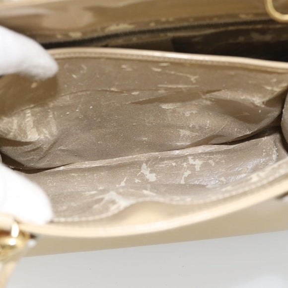 GUCCI Tote Bag Patent leather 2way Beige Gold 000 1118 0503 Auth bs35979