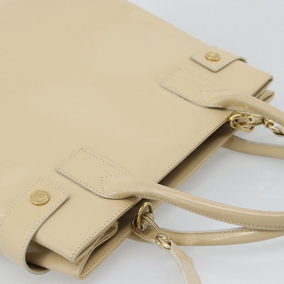 GUCCI Tote Bag Patent leather 2way Beige Gold 000 1118 0503 Auth bs35979