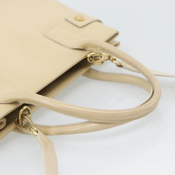 GUCCI Tote Bag Patent leather 2way Beige Gold 000 1118 0503 Auth bs35979