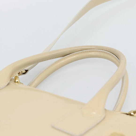 GUCCI Tote Bag Patent leather 2way Beige Gold 000 1118 0503 Auth bs35979