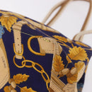 LOEWE Shoulder Bag Canvas Blue Gold Auth bs35981A-14