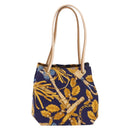 LOEWE Shoulder Bag Canvas Blue Gold Auth bs35981A-13
