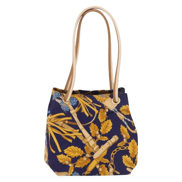 LOEWE Shoulder Bag Canvas Blue Gold Auth bs35981A