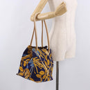 LOEWE Shoulder Bag Canvas Blue Gold Auth bs35981A-21