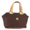 MCM Vicetos Logogram Hand Bag Nylon Brown Gold Auth bs35982A-1