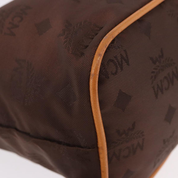 MCM Vicetos Logogram Hand Bag Nylon Brown Gold Auth bs35982A