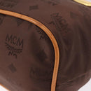MCM Vicetos Logogram Hand Bag Nylon Brown Gold Auth bs35982A-14