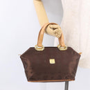 MCM Vicetos Logogram Hand Bag Nylon Brown Gold Auth bs35982A-23