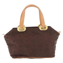 MCM Vicetos Logogram Hand Bag Nylon Brown Gold Auth bs35982A-3