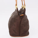 MCM Vicetos Logogram Hand Bag Nylon Brown Gold Auth bs35982A-4