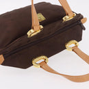 MCM Vicetos Logogram Hand Bag Nylon Brown Gold Auth bs35982A-6