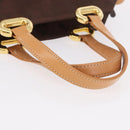 MCM Vicetos Logogram Hand Bag Nylon Brown Gold Auth bs35982A-7