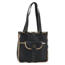 BURBERRY Nova Check Shoulder Bag Leather Canvas Beige Black Auth bs35984A-2