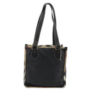 BURBERRY Nova Check Shoulder Bag Leather Canvas Beige Black Auth bs35984A-3