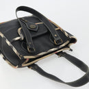 BURBERRY Nova Check Shoulder Bag Leather Canvas Beige Black Auth bs35984A-6