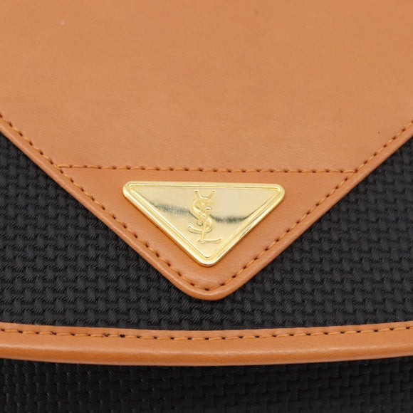 SAINT LAURENT Shoulder Bag PVC Canvas Black Gold Auth bs35986