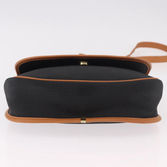 SAINT LAURENT Shoulder Bag PVC Canvas Black Gold Auth bs35986
