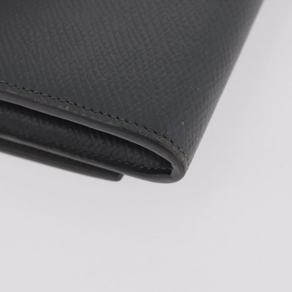 CELINE Long Wallet Leather Gray Gold Auth bs35988A