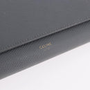 CELINE Long Wallet Leather Gray Gold Auth bs35988A-12
