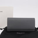 CELINE Long Wallet Leather Gray Gold Auth bs35988A-24
