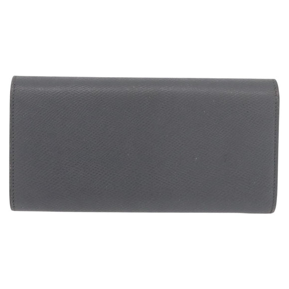 CELINE Long Wallet Leather Gray Gold Auth bs35988A