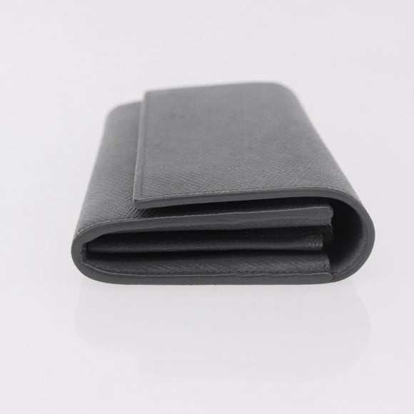 CELINE Long Wallet Leather Gray Gold Auth bs35988A