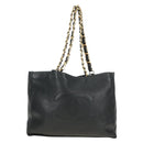 CHANEL COCO Mark Chain Tote Bag Leather Black Gold CC Auth bs35989V-2