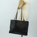 CHANEL COCO Mark Chain Tote Bag Leather Black Gold CC Auth bs35989V-24