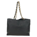 CHANEL COCO Mark Chain Tote Bag Leather Black Gold CC Auth bs35989V-3