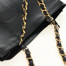 CHANEL COCO Mark Chain Tote Bag Leather Black Gold CC Auth bs35989V-6