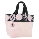 CHANEL Hand Bag Canvas Pink Silver CC Auth bs35992A-1