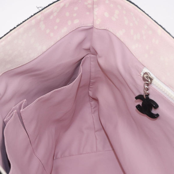 CHANEL Hand Bag Canvas Pink Silver CC Auth bs35992A
